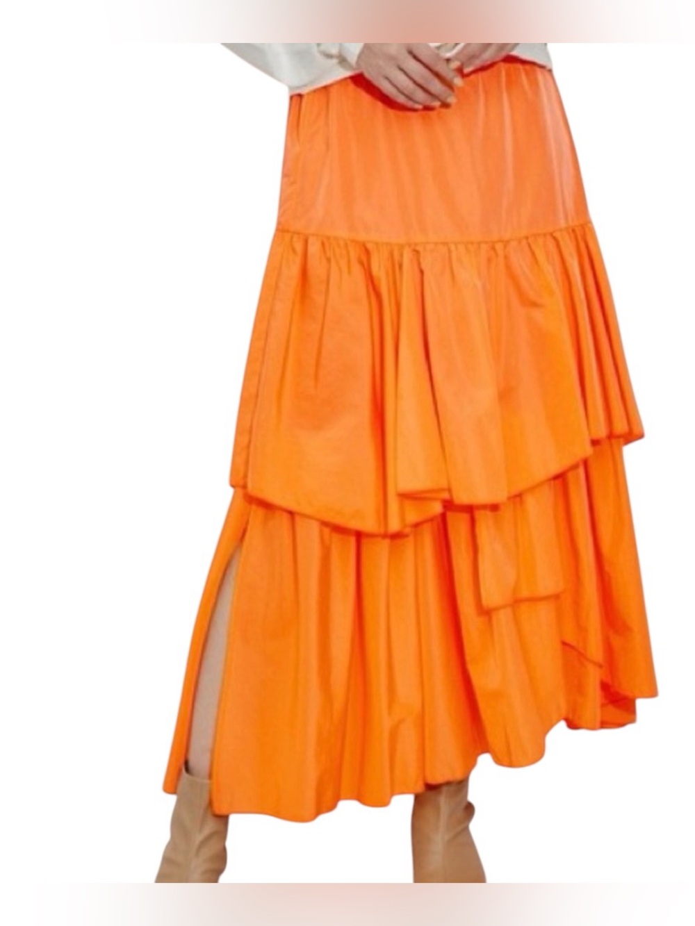 Bright Orange Tiered Maxi Skirt, Halloween and Fall!